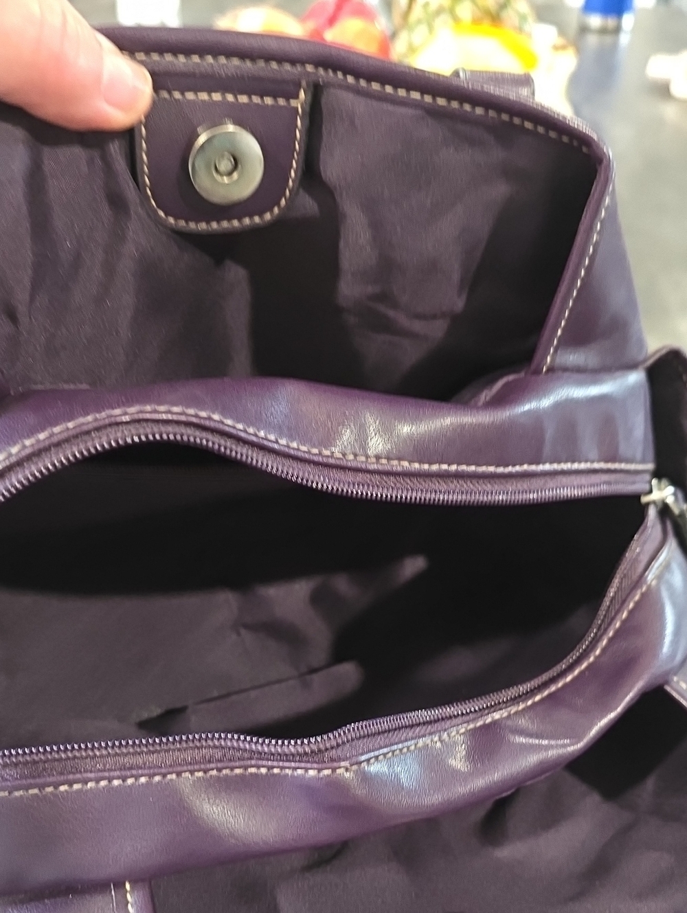 Rosetti Plum Purple PVC Shoulder Bag Double Strap Front Zip Pocket - Picture 5 of 6